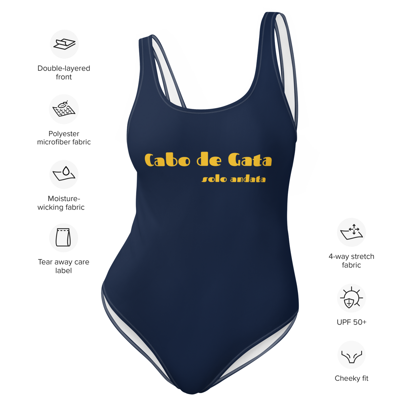 Navy one-piece swimsuit in deep blue