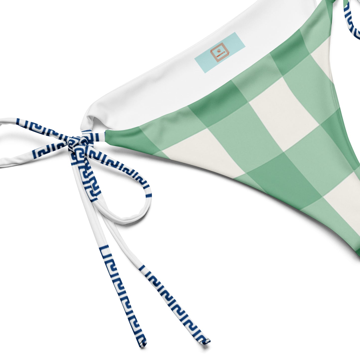 Mint Check gingham tie-side bikini bottom