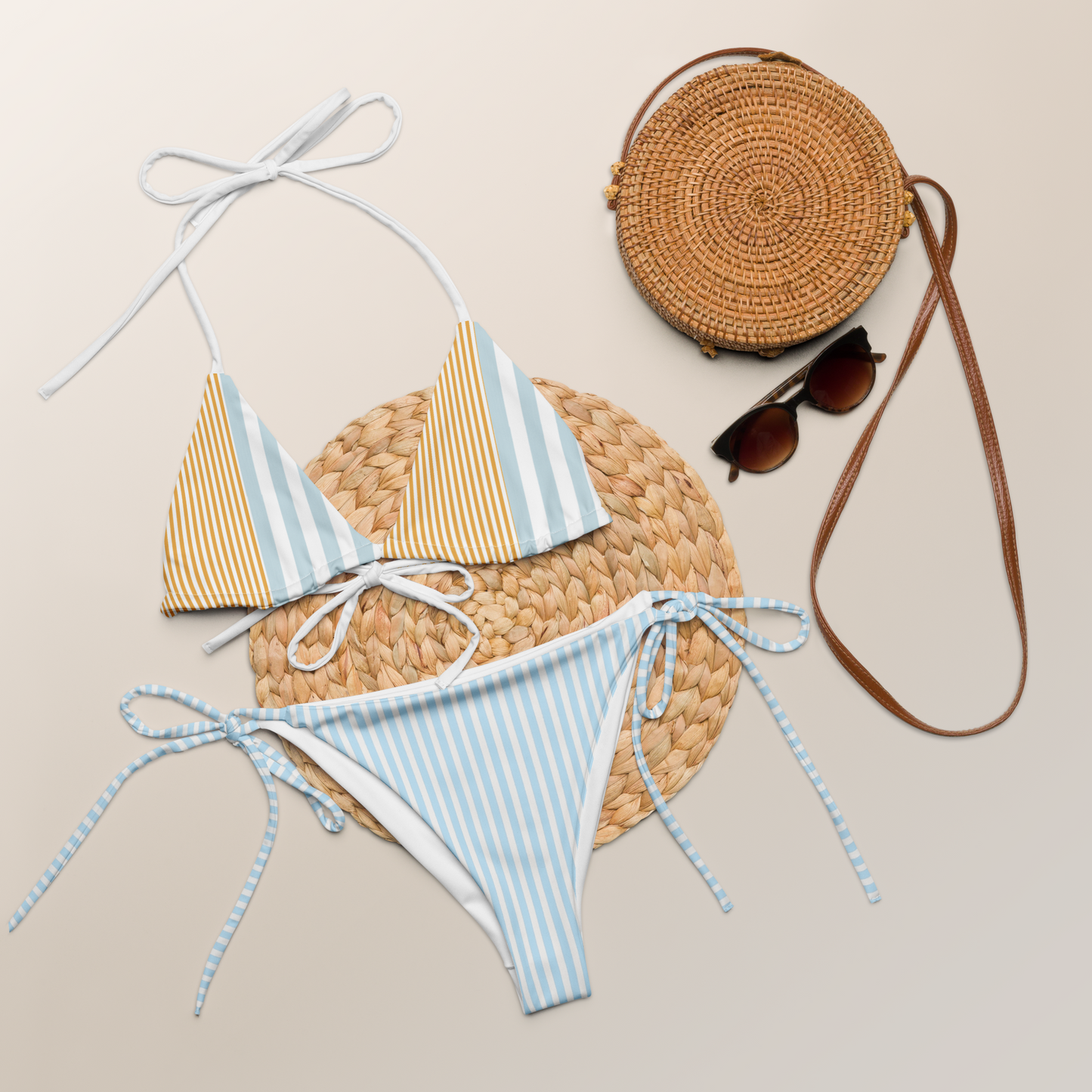 Positano Breeze blue striped string bikini