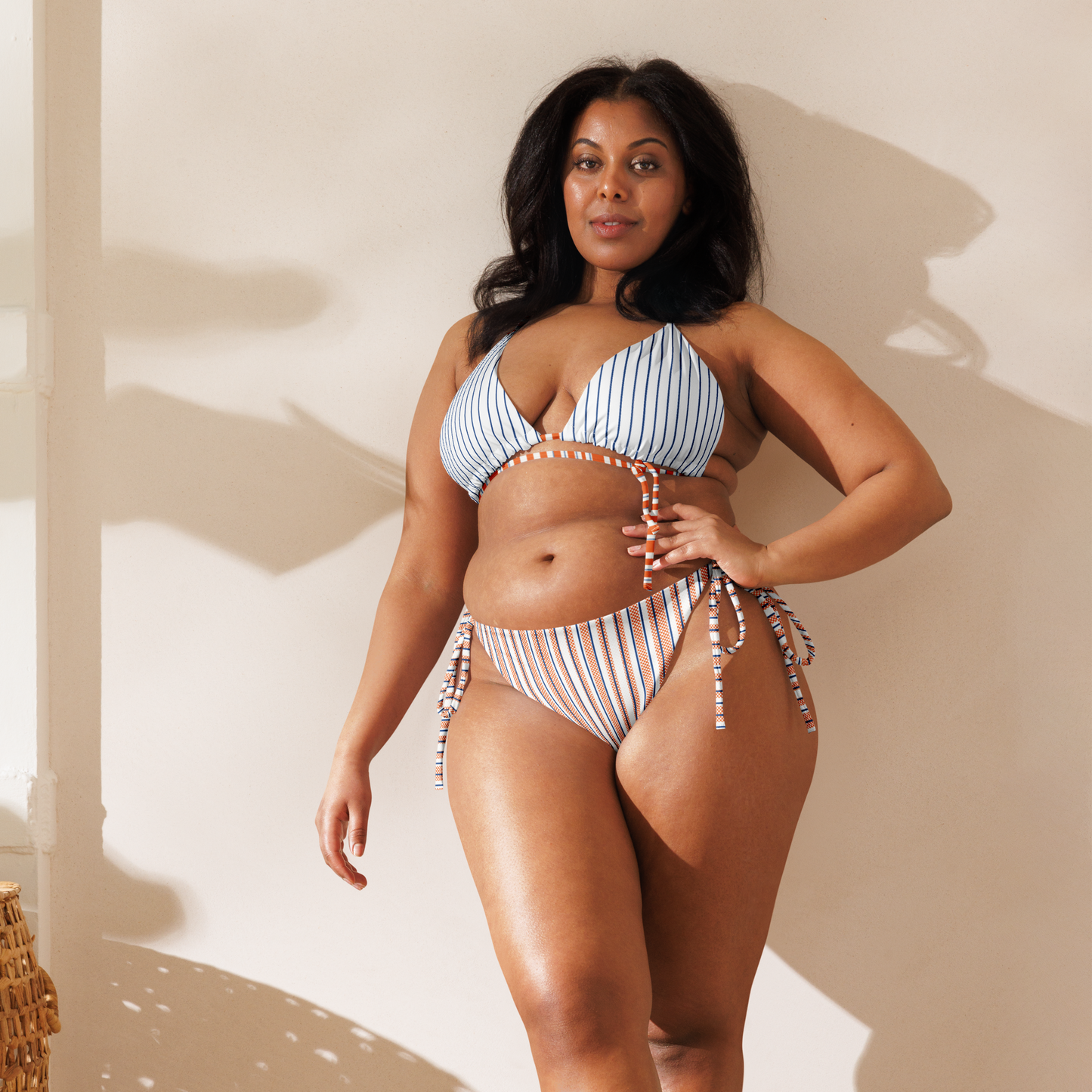 Riviera Stripes string bikini with blue stripes