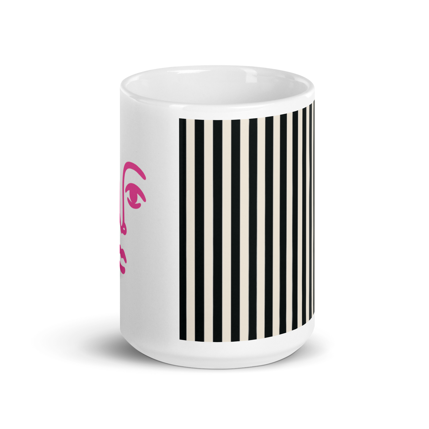 Bold Face Mug – Pink & Black Stripes