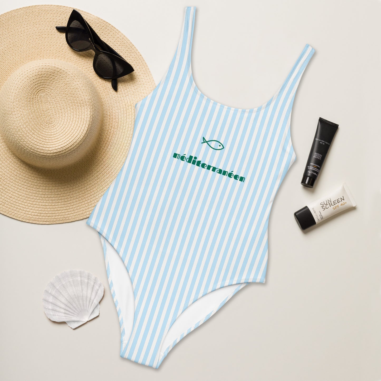 Méditerranéen blue one-piece swimsuit