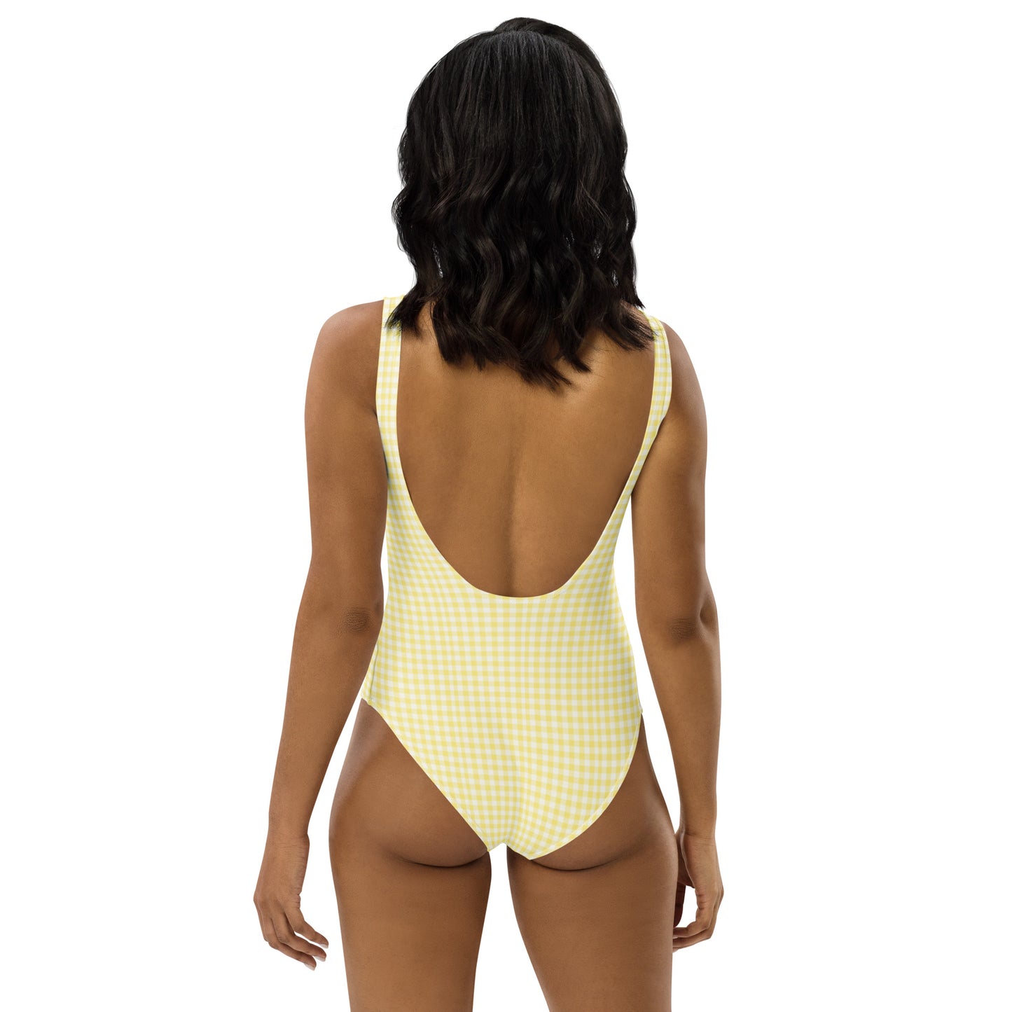 Sicilia Vichy gingham one-piece swimsuit in yellow