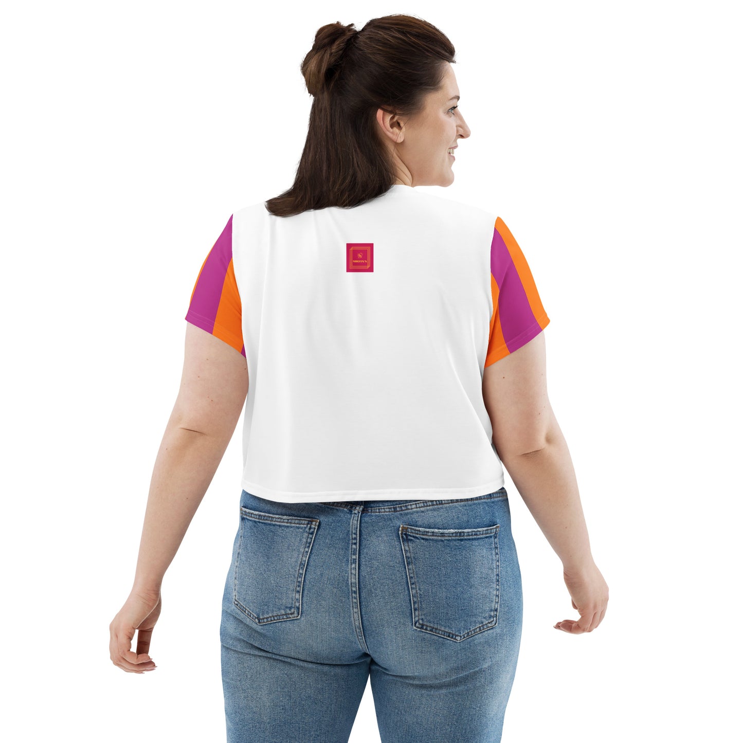 Orange Fishbone Crop Tee