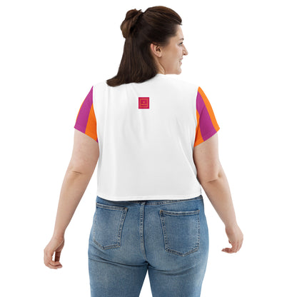 Orange Fishbone Crop Tee