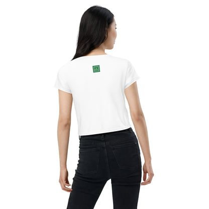 Minimal Fish – Green Crop Tee