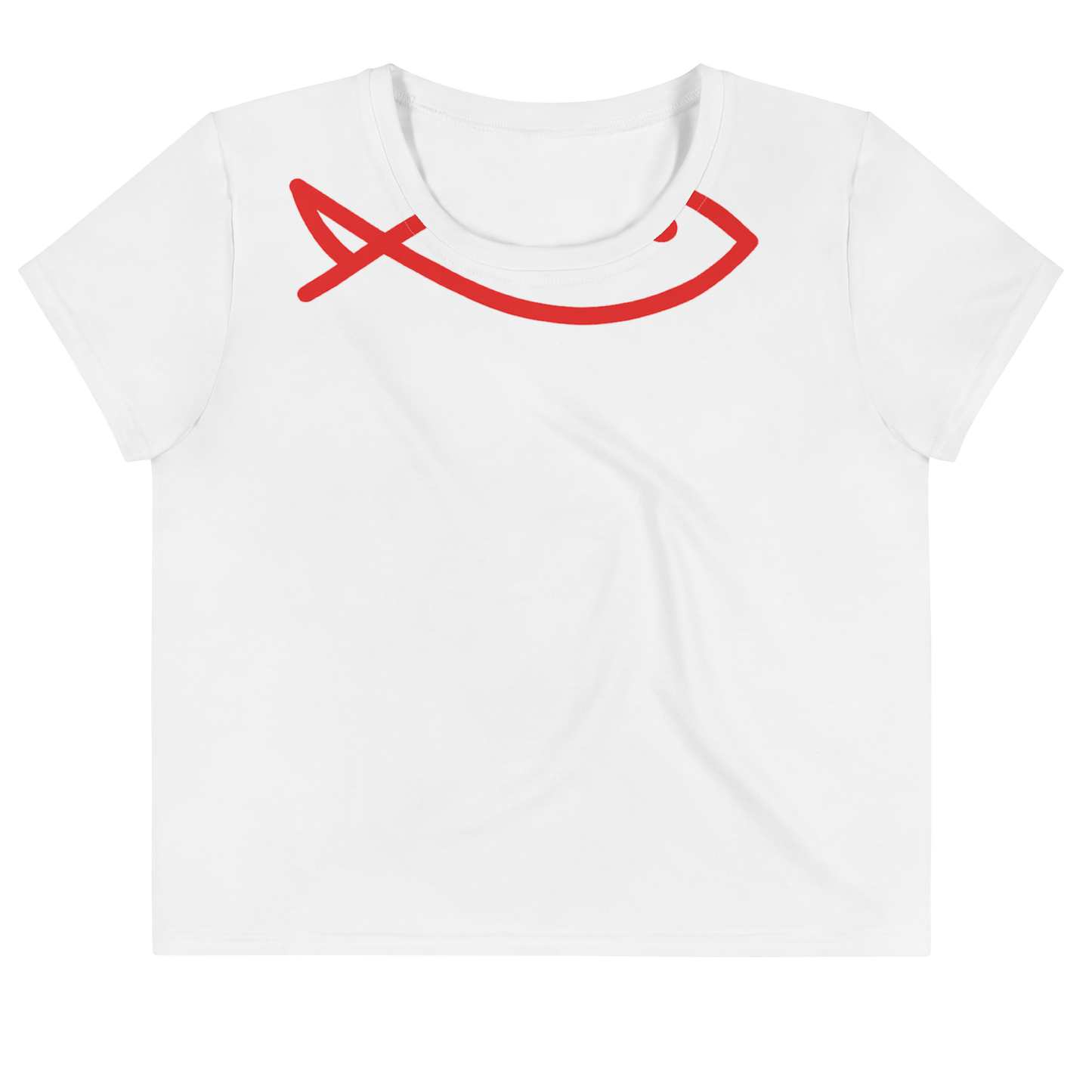 Minimal Fish- Red Crop Tee