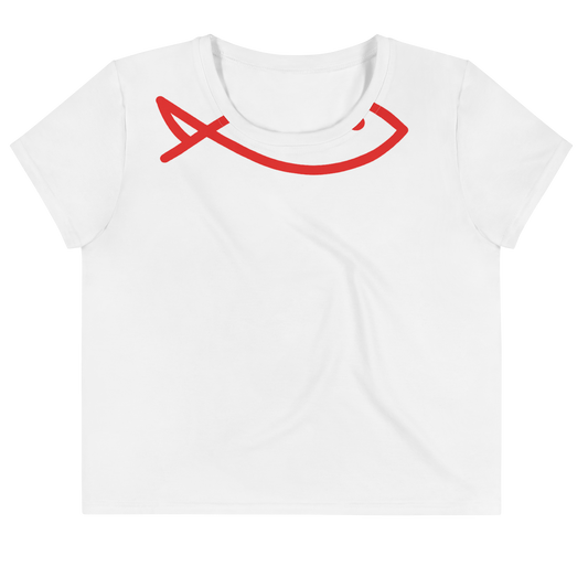 Minimal Fish- Red Crop Tee