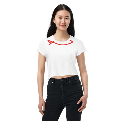 Minimal Fish- Red Crop Tee