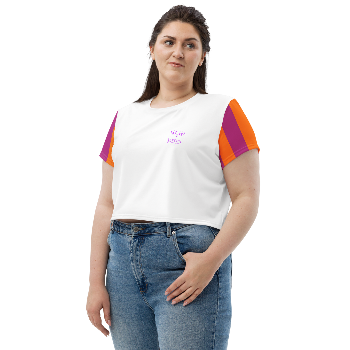 Orange Fishbone Crop Tee