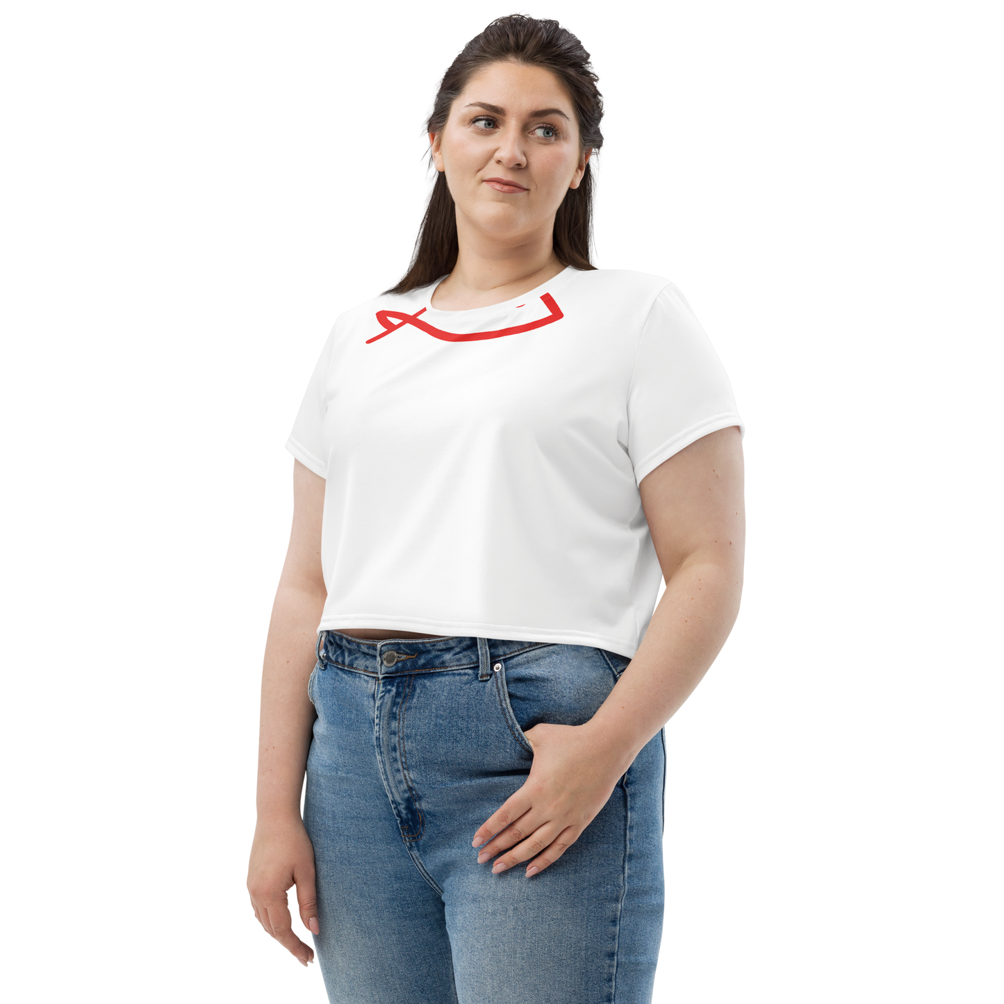 Minimal Fish- Red Crop Tee