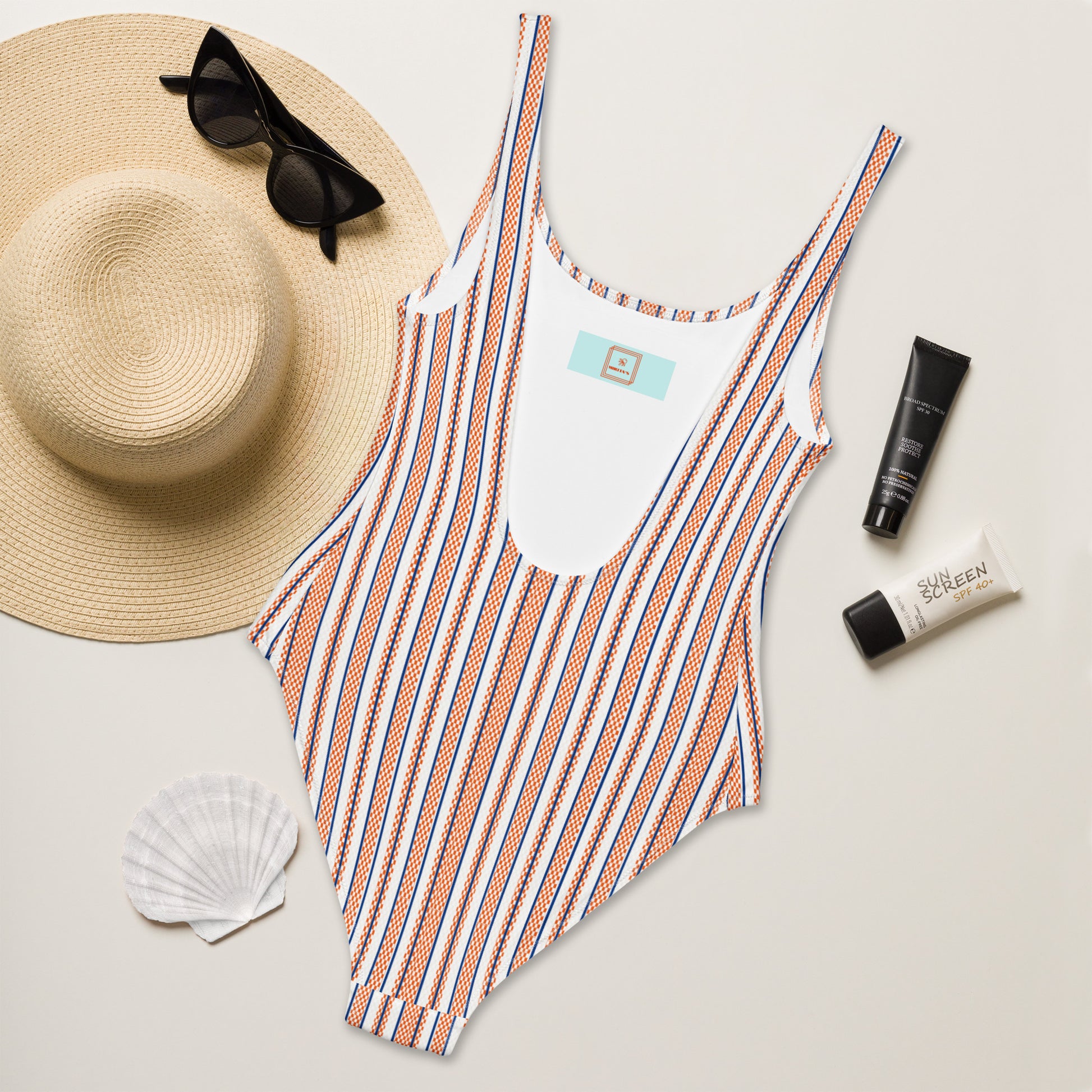 Sardine Side Print one-piece swimsuit with marine motif
