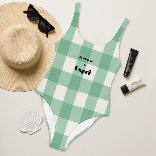 It Starts in Capri mint green one-piece swimsuit