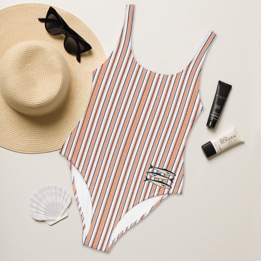 Sardine Side Print one-piece swimsuit with marine motif