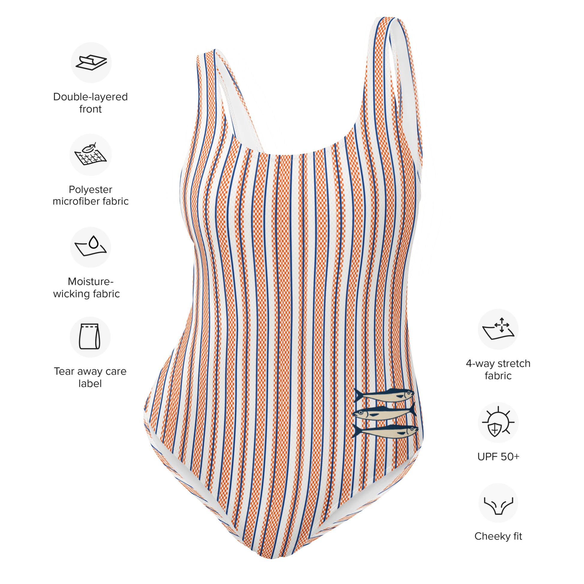 Sardine Side Print one-piece swimsuit with marine motif
