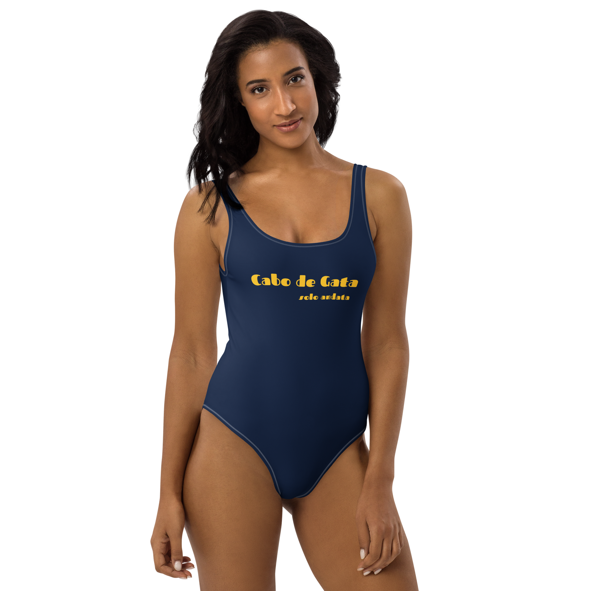 Navy one-piece swimsuit in deep blue