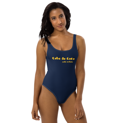 Navy one-piece swimsuit in deep blue