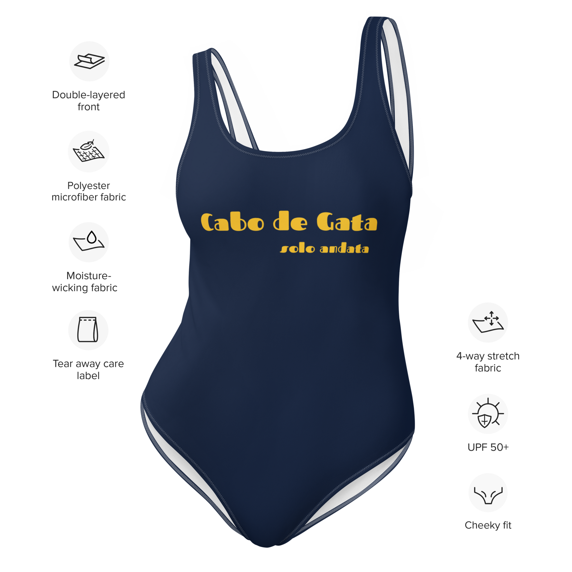 Navy one-piece swimsuit in deep blue