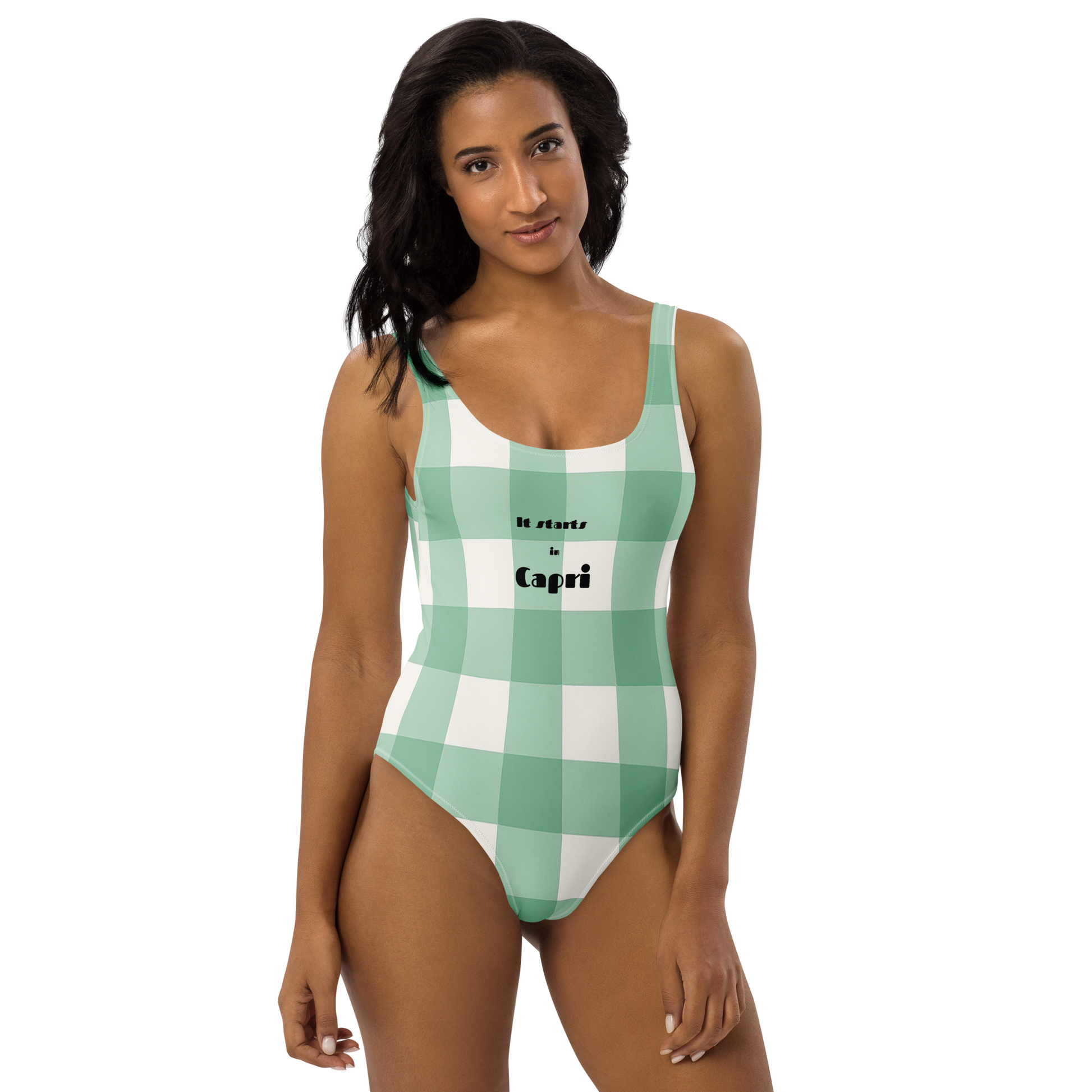 It Starts in Capri mint green one-piece swimsuit