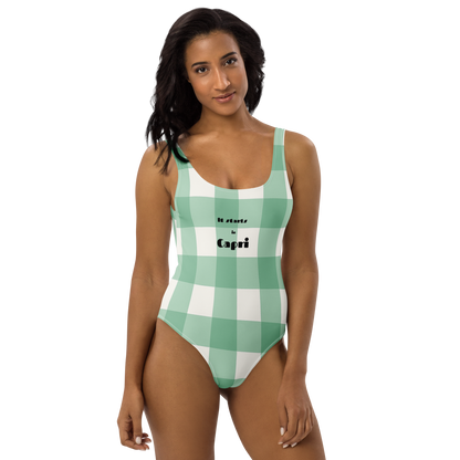 It Starts in Capri mint green one-piece swimsuit