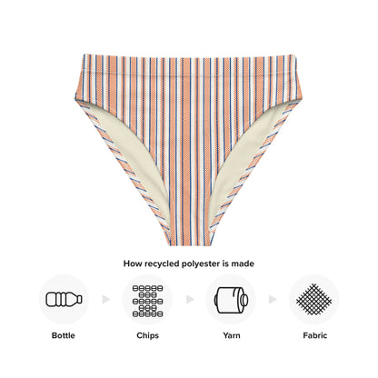 Marine print high-waisted bikini bottom