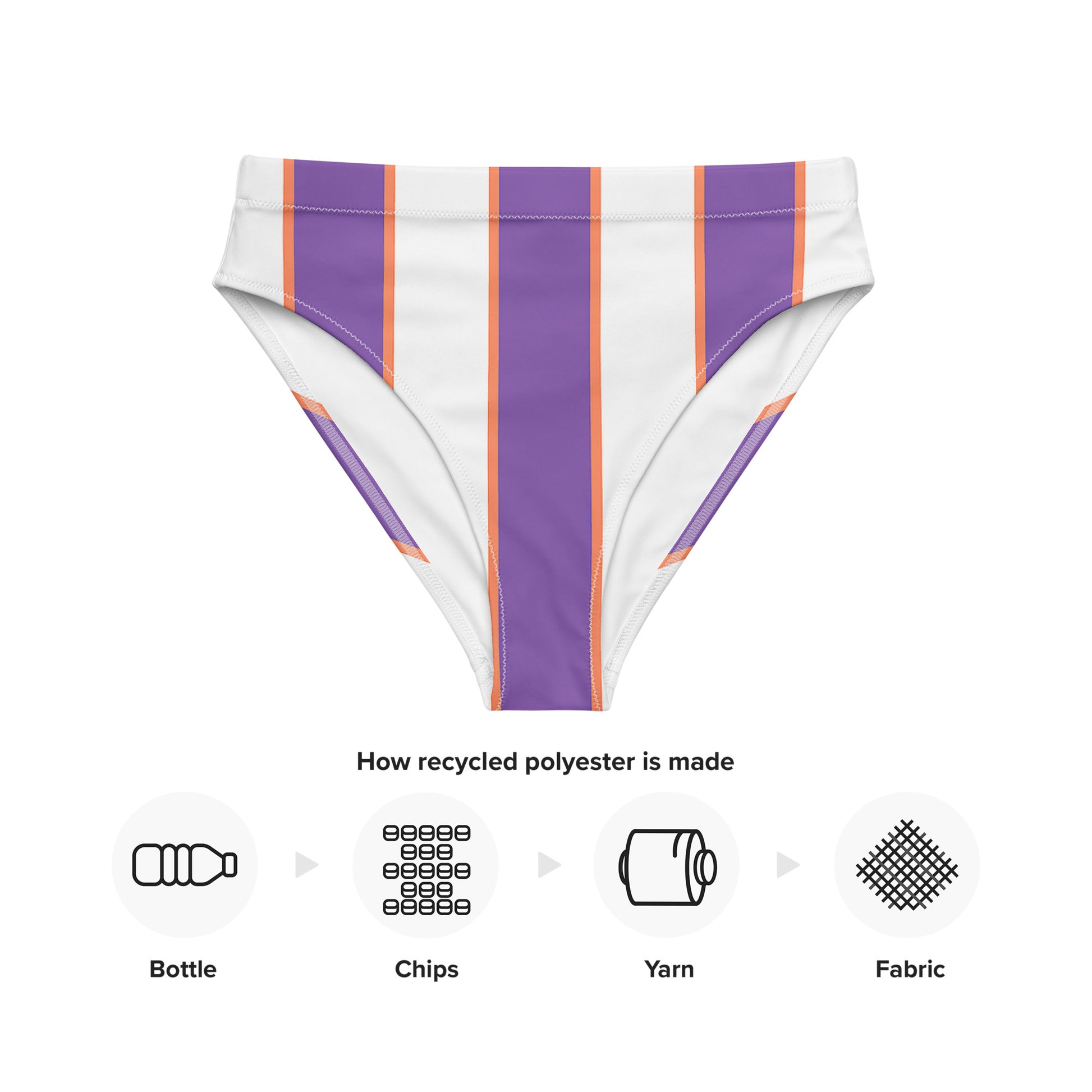 Lavander & white  high-waisted bikini bottom