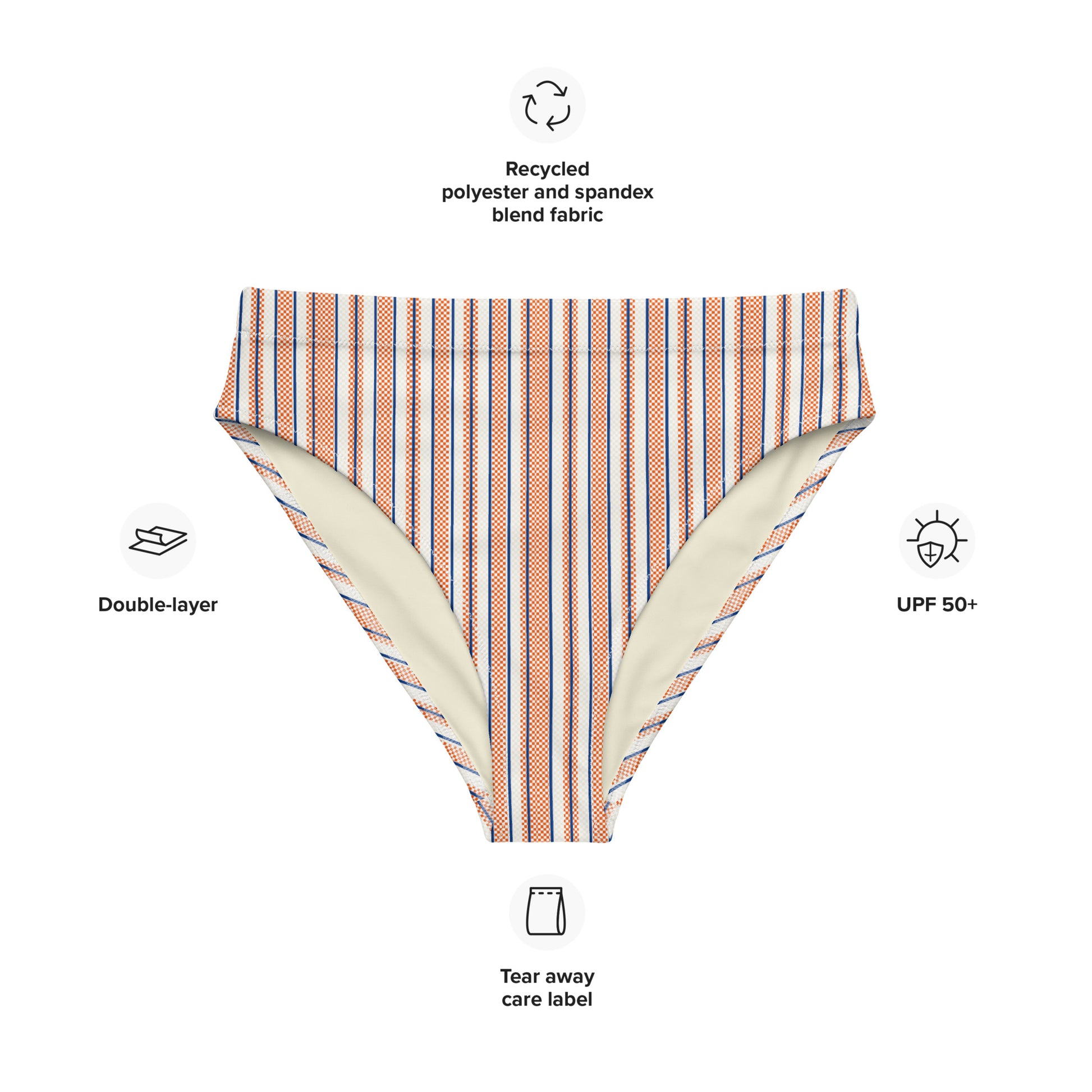 Marine print high-waisted bikini bottom