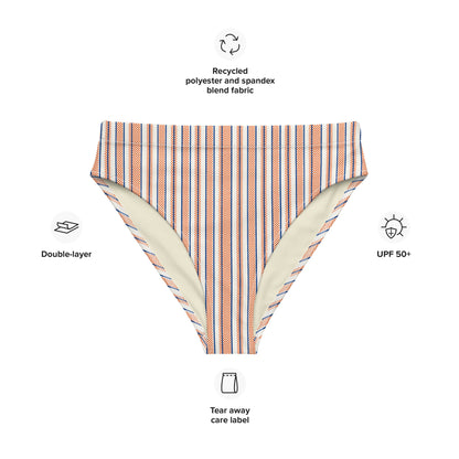 Marine print high-waisted bikini bottom