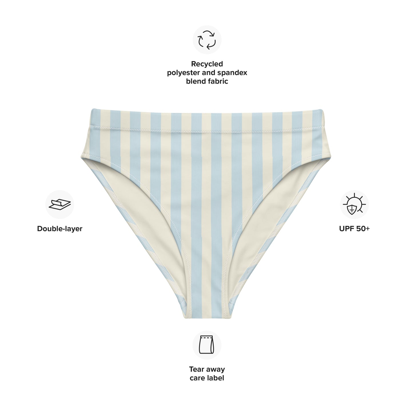 Mediterranean pastel blue high-waisted bikini bottom