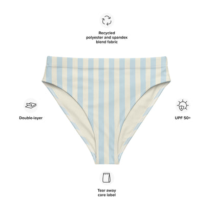 Mediterranean pastel blue high-waisted bikini bottom