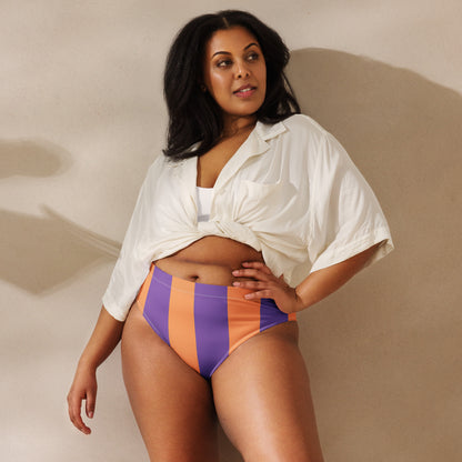 Sunset high-waisted striped bikini bottom