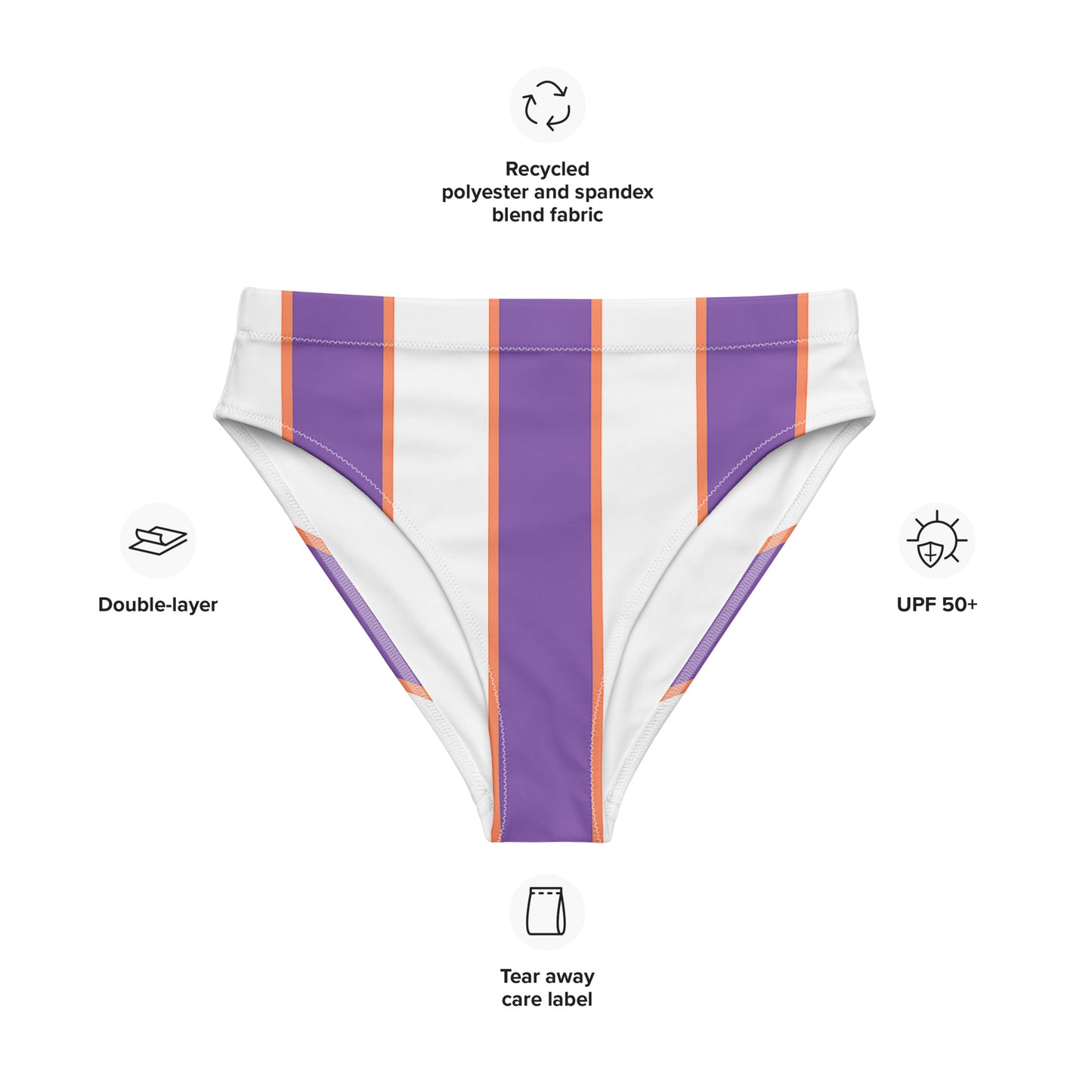 Lavander & white  high-waisted bikini bottom