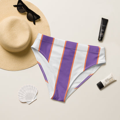 Lavander & white  high-waisted bikini bottom