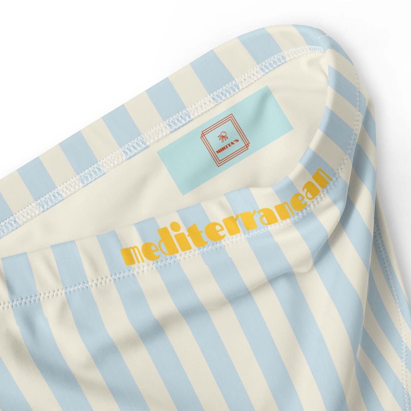 Mediterranean pastel blue high-waisted bikini bottom