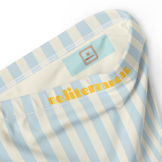 Mediterranean pastel blue high-waisted bikini bottom