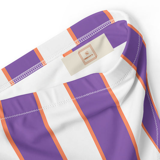 Lavander & white  high-waisted bikini bottom