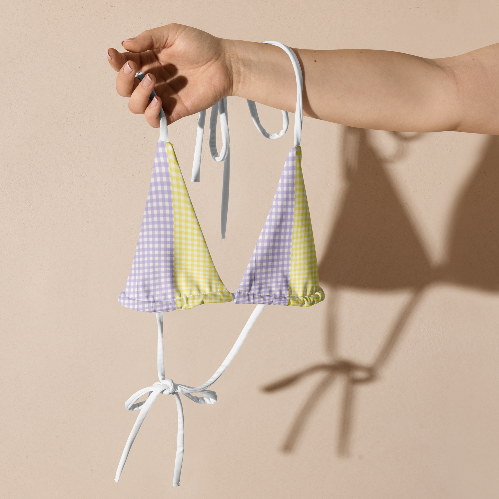 Gelato Bikini Top | Pastel-Gingham Bikini Top