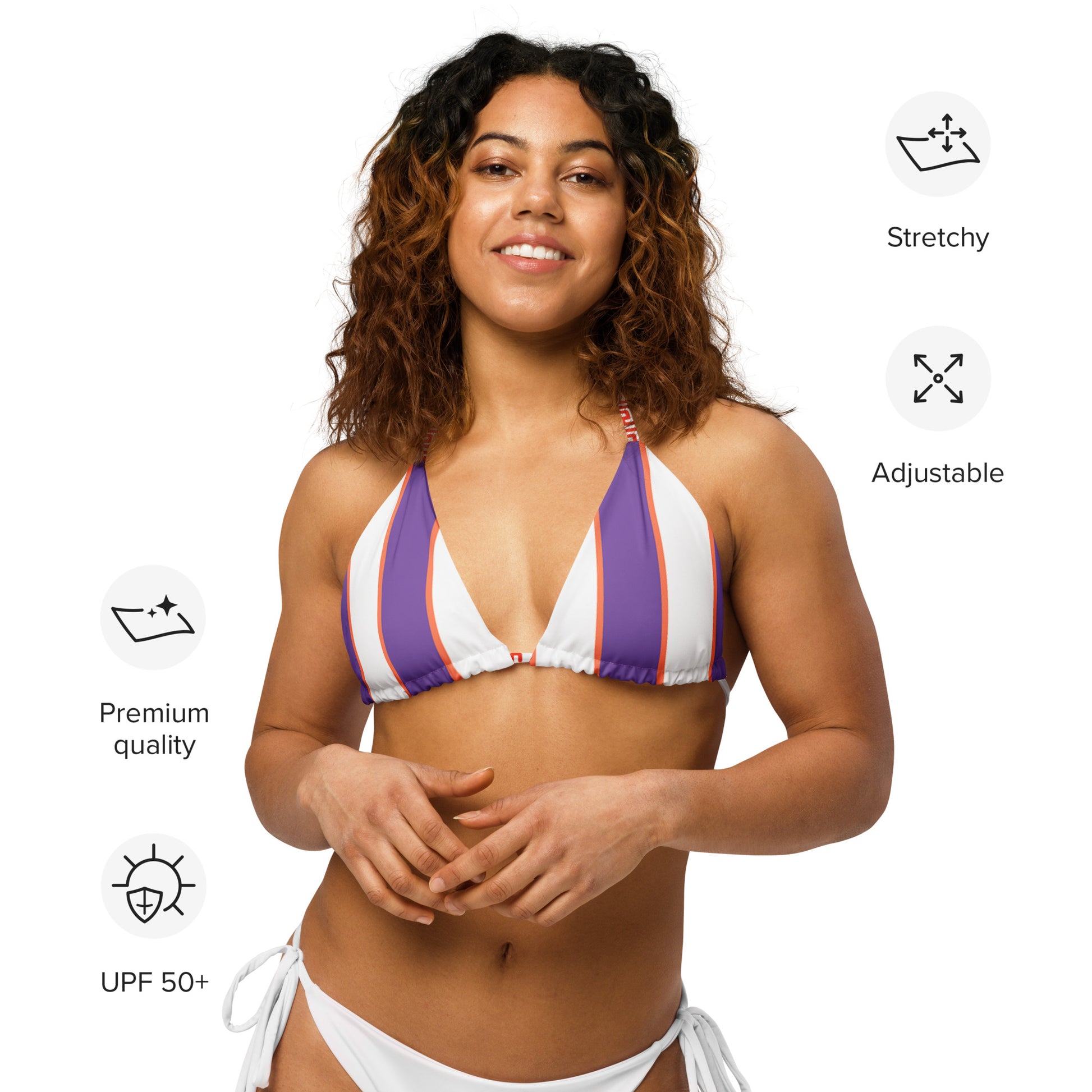 Sole Mandarino orange-purple bikini top