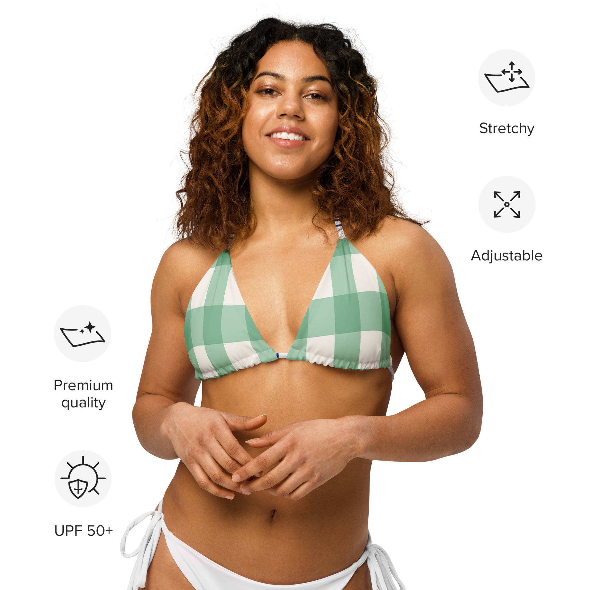 Capri Garden Bikini Top | Pastel Gingham Bikini Top