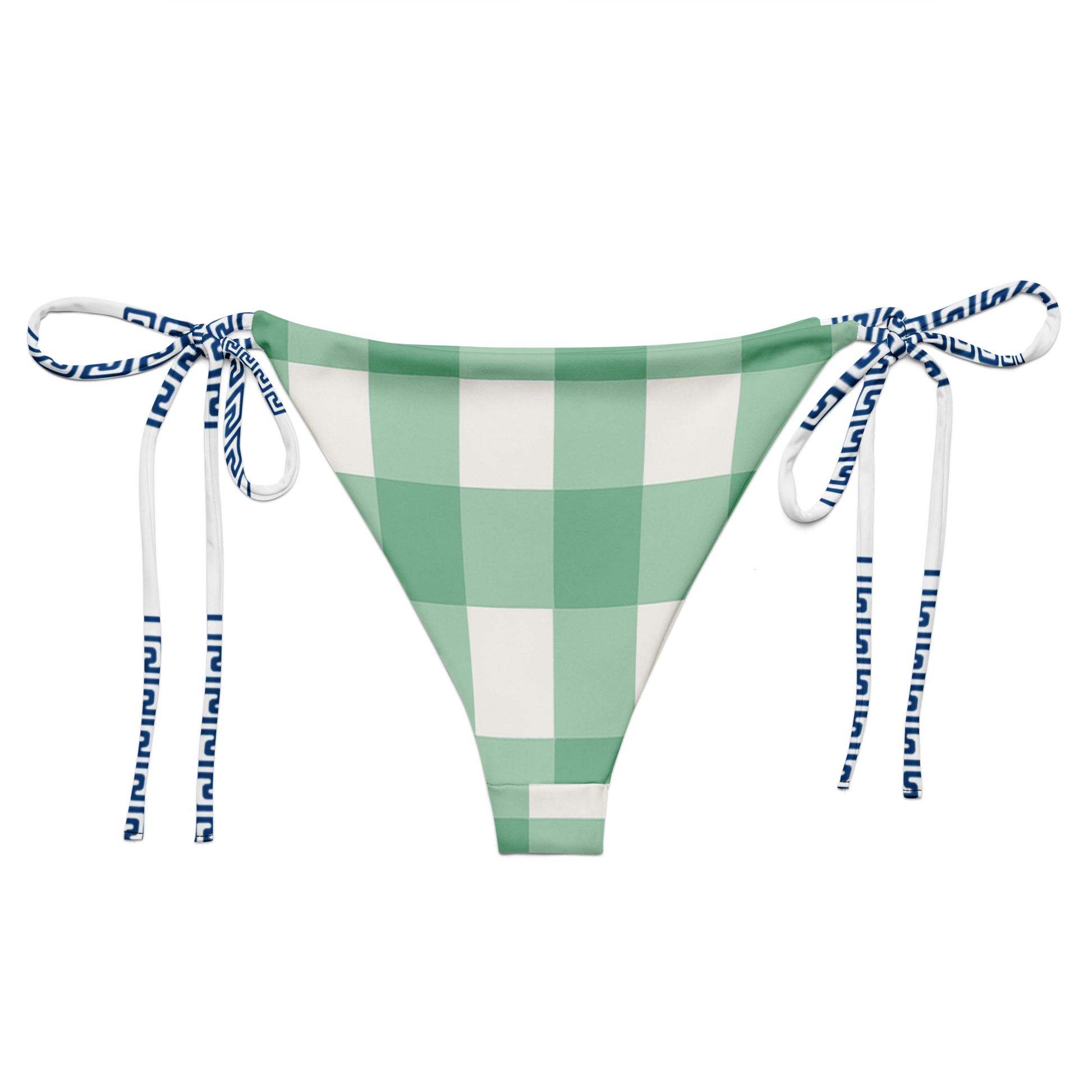 Mint Check gingham tie-side bikini bottom