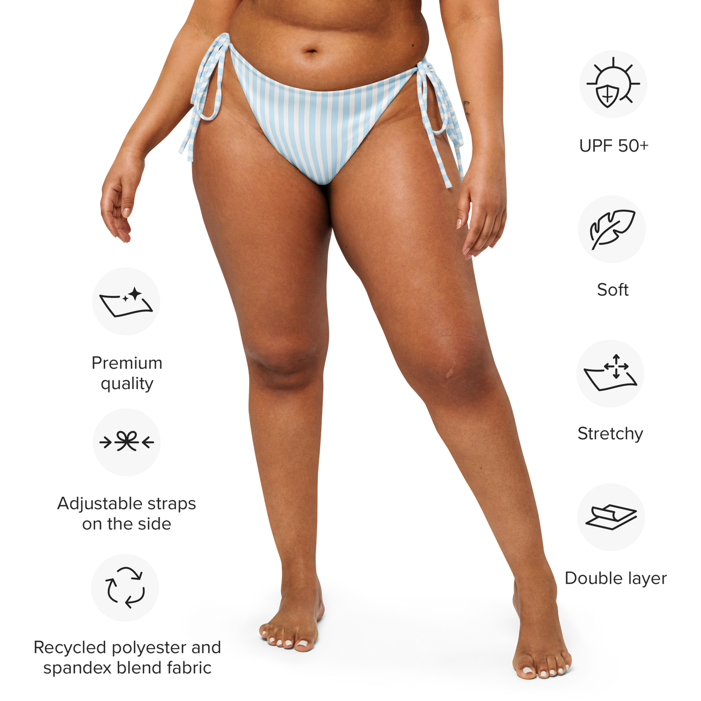 Mediterranean Classic striped tie-side bikini bottom