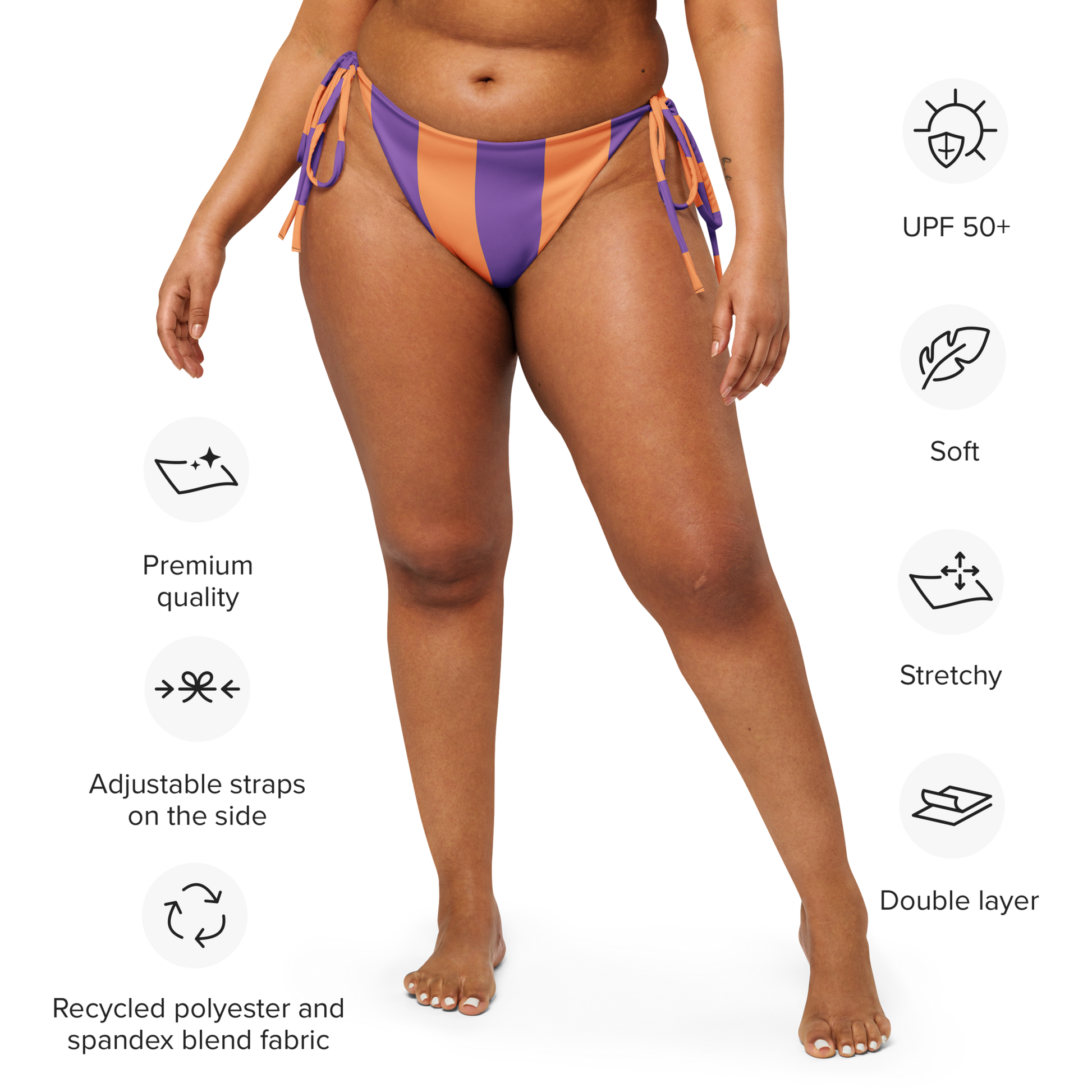 Sunset Vibes- orange purple striped bikini bottom