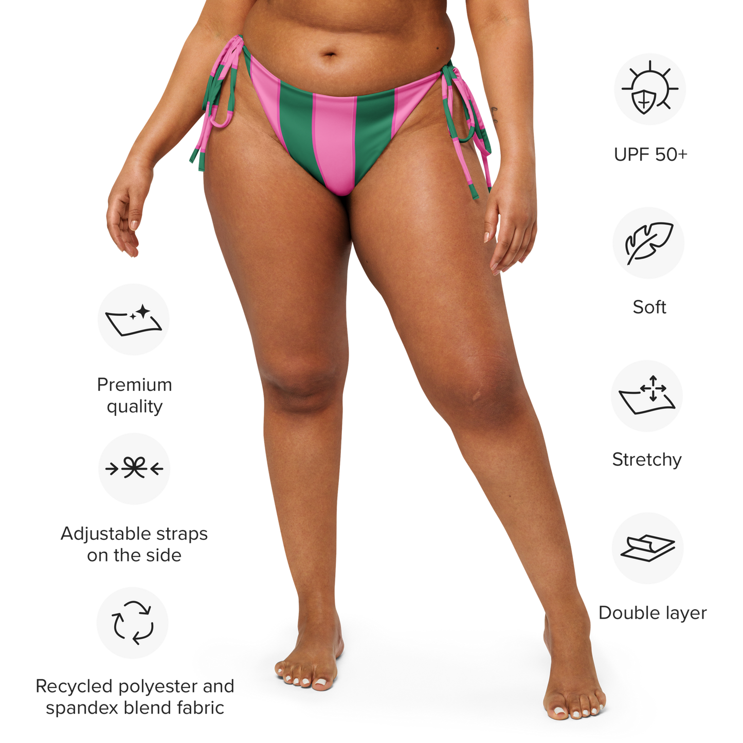 Watermelon Pop pink tie-side bikini bottom