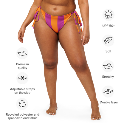 Soleil Pop Orange & Fuchsia  tie-side bikini bottom