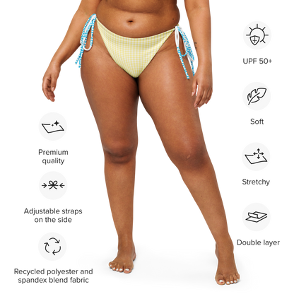 Capri yellow  gingham tie-side bikini bottom