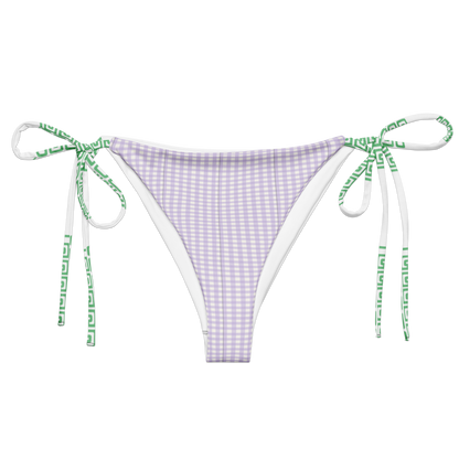 Lavender gingham tie-side bikini bottom