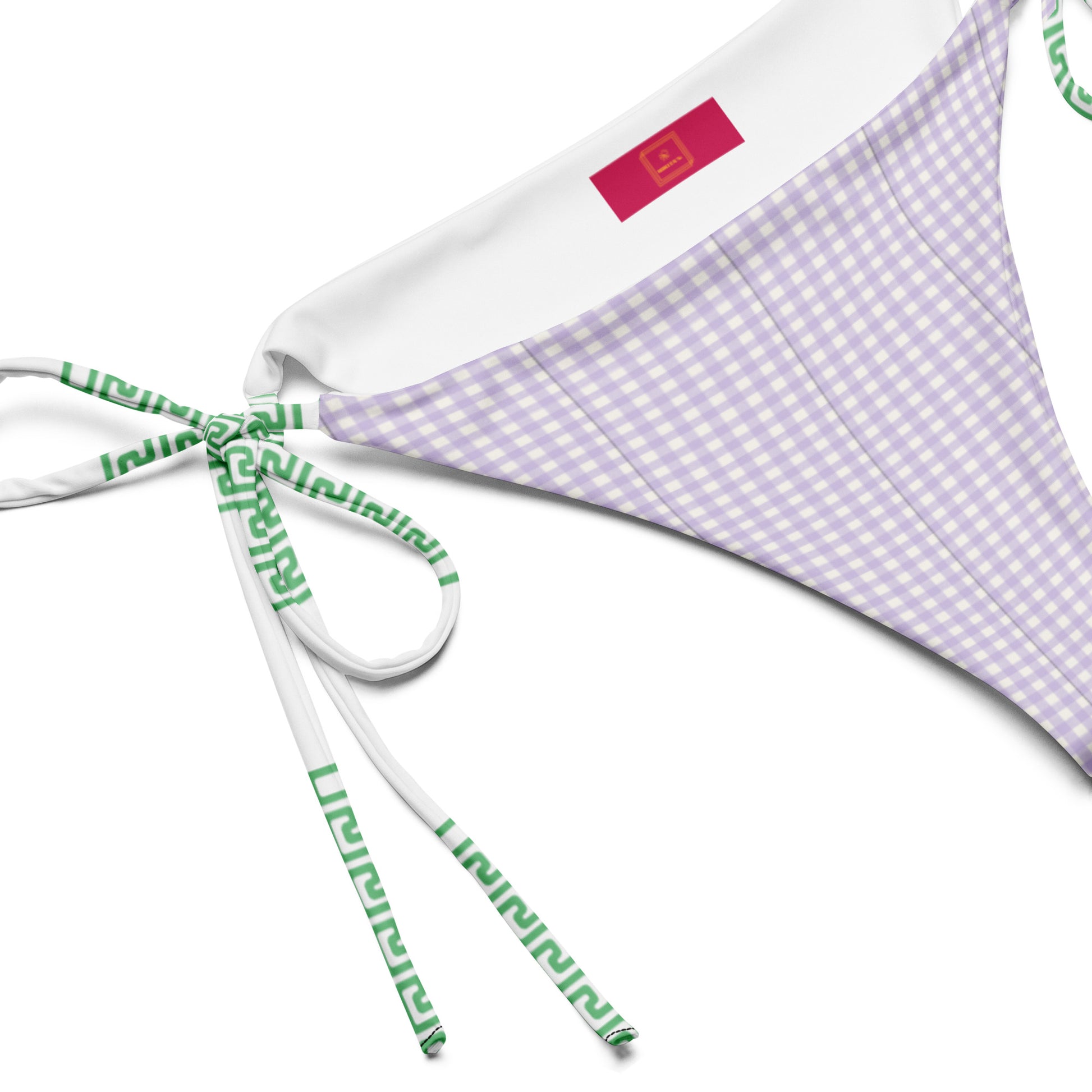 Lavender gingham tie-side bikini bottom