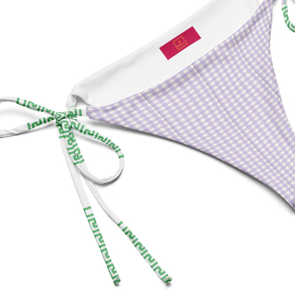 Lavender gingham tie-side bikini bottom