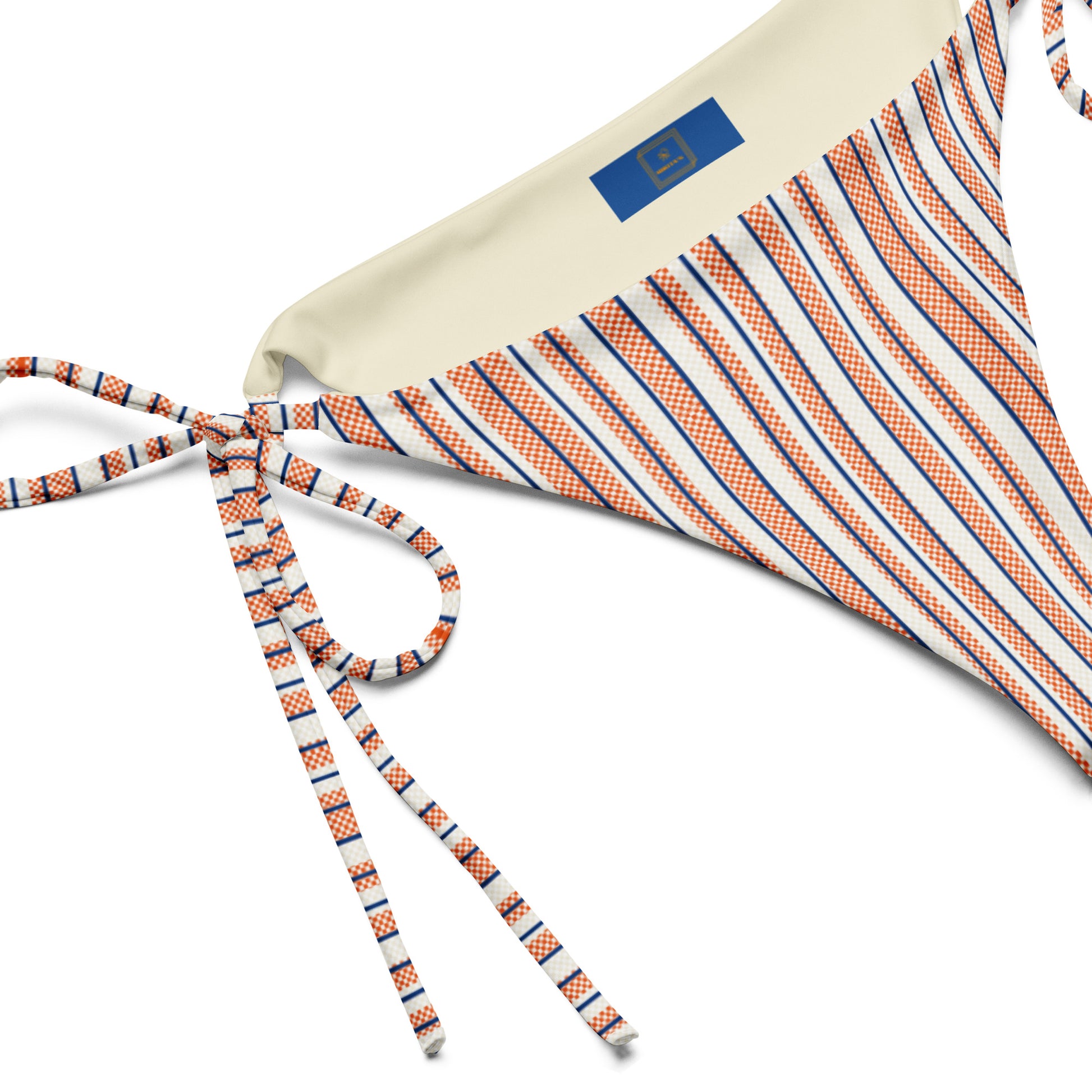 Terra Marina blue and orange  tie-side bikini bottom