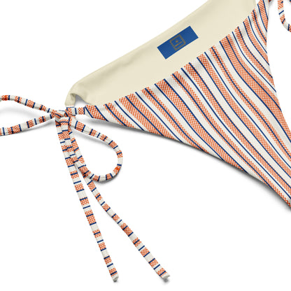 Terra Marina blue and orange  tie-side bikini bottom